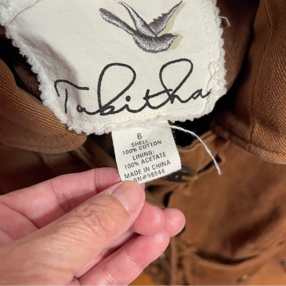 Sz 6 (S/M) Anthropologie Brown Ruffle-Trim Utility Barn Jacket - Picture 7 of 8